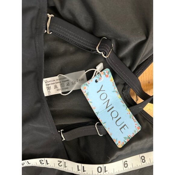 NEW Womens Size 24w Yonique Black Tankini Swim Top - Picture 6 of 7